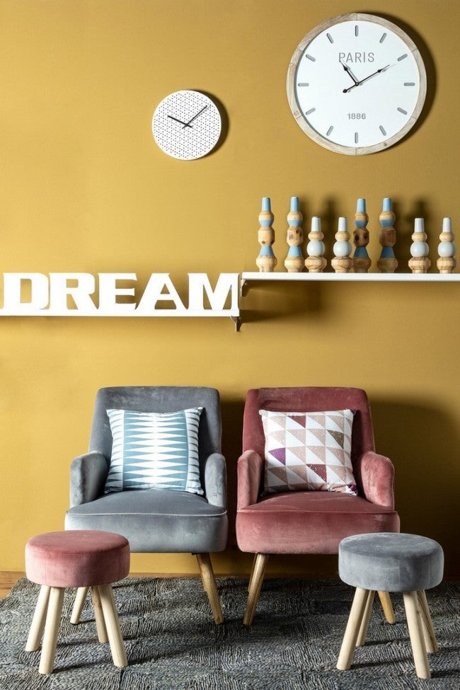 Fauteuil de salon vintage en velours Rose Antique ADELINE 60x67x h79 cm