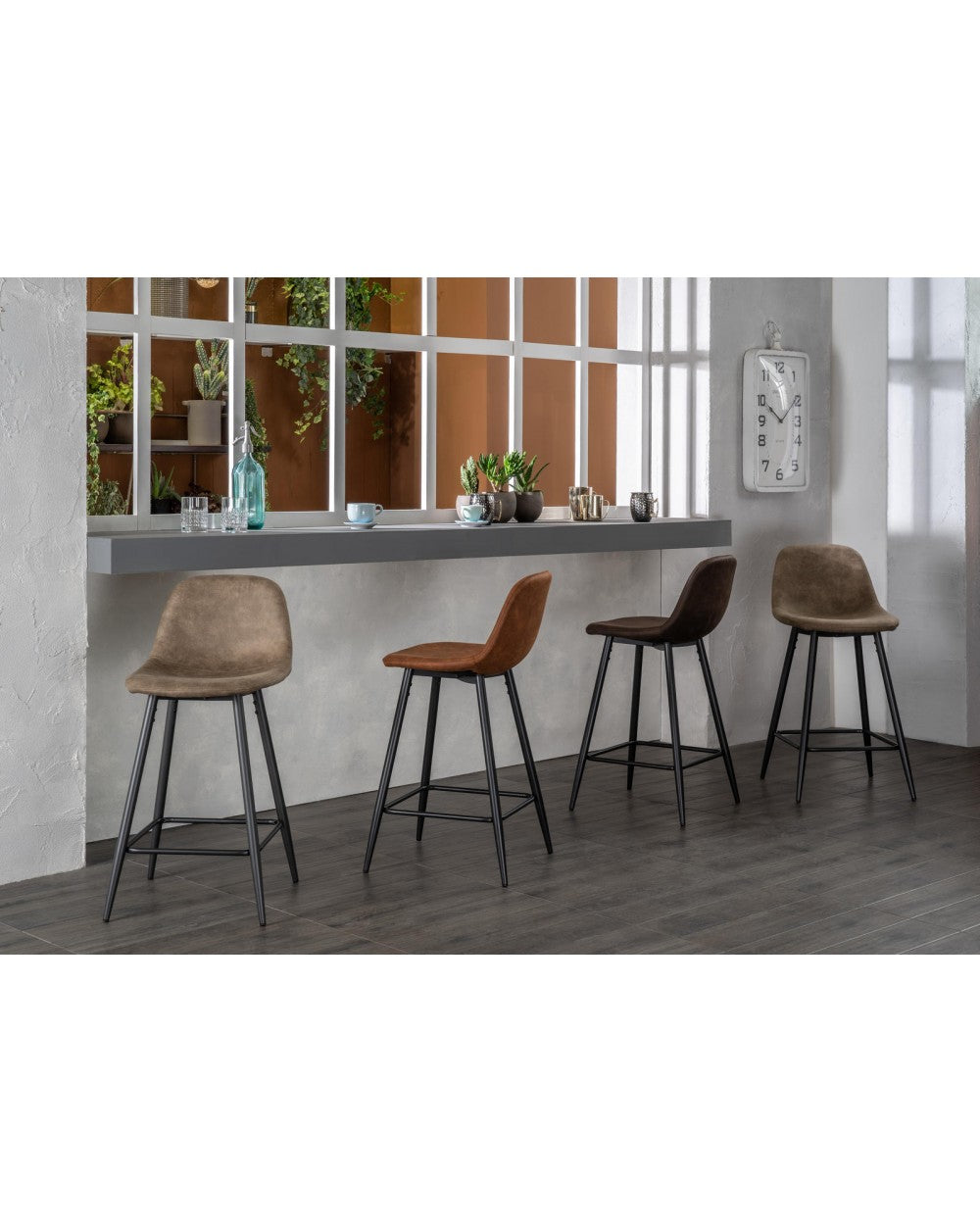 2x Tabouret en simili cuir - Brigitte
