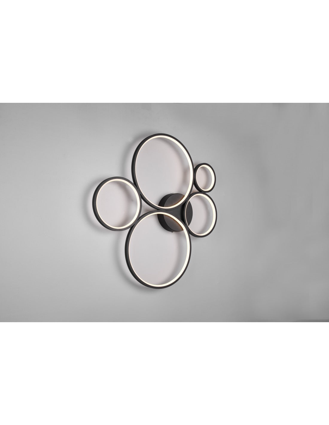 Plafonnier Rondo 5 Cercles LED Gradables Noir L59 cm Trio Lighting