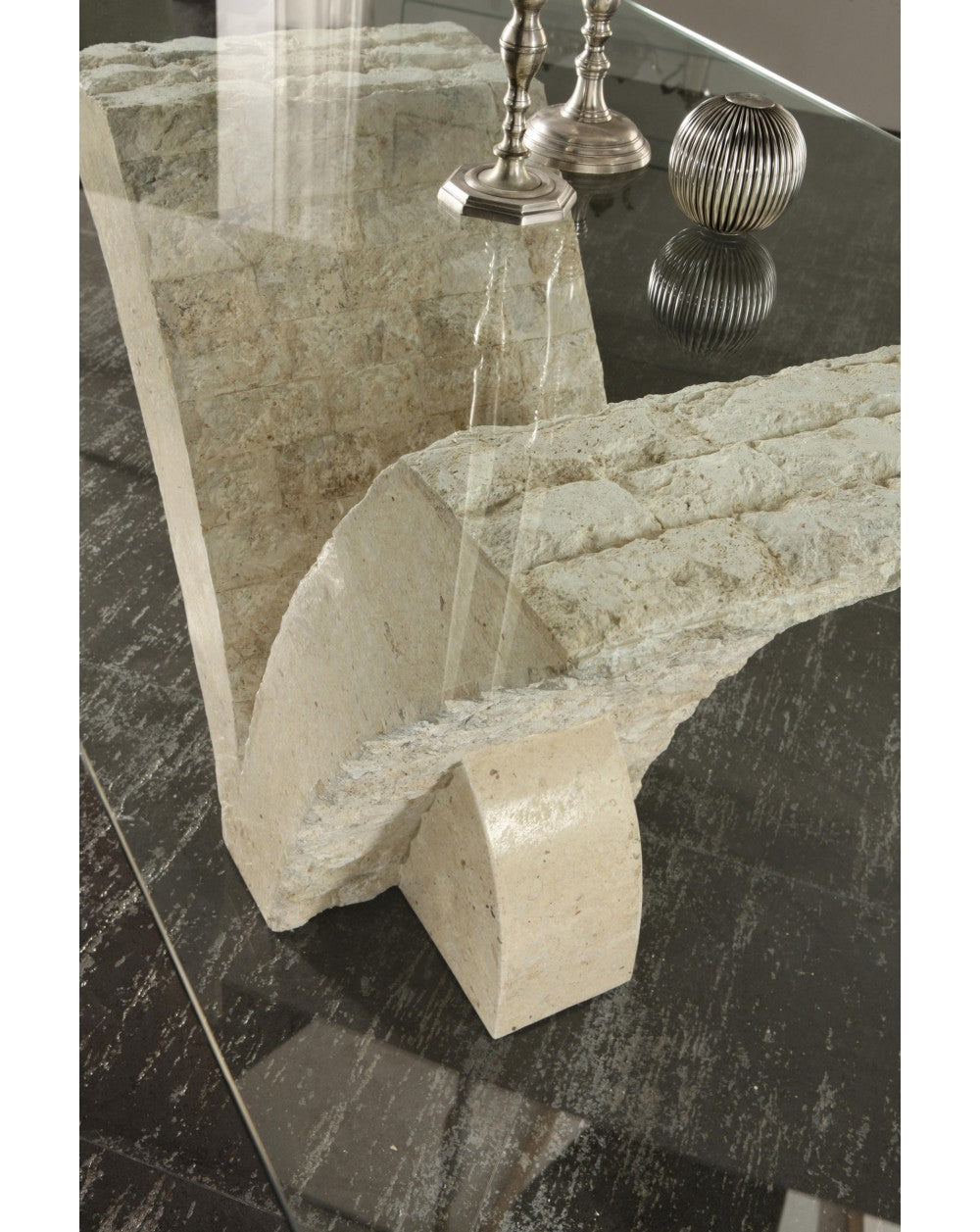 Table fixe beige transparent 100 cm x 180 cm H. 76 cm
