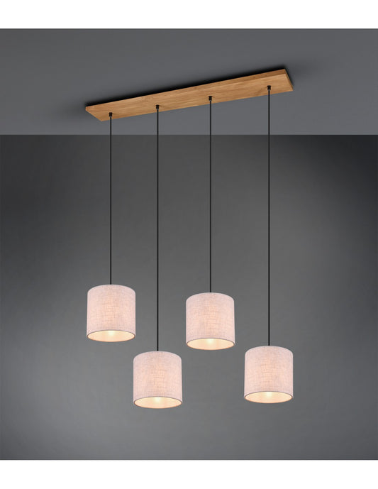 Elmau Suspension 4xE27 Abat-jour Nickel Et Sable L100 cm Trio Lighting