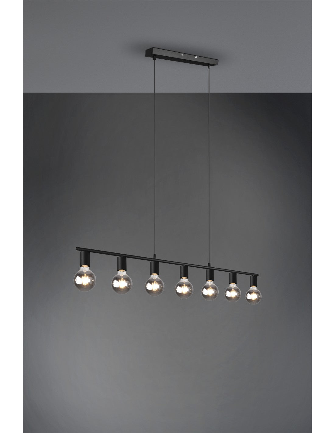 Suspension 7xE27 Vannes Noir L110 cm Trio Lighting