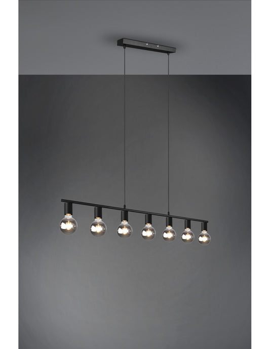 Suspension 7xE27 Vannes Noir L110 cm Trio Lighting