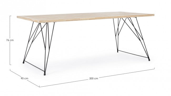 Table design industrielle en bois DISTRICT 200x90x h76 cm