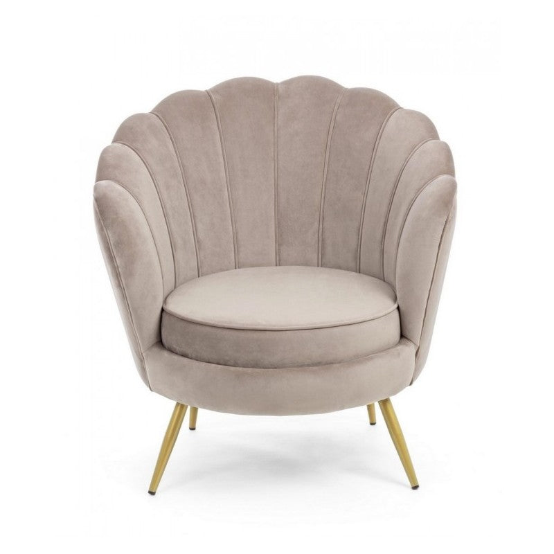 Fauteuil rétro en velours gris clair, modèle paon