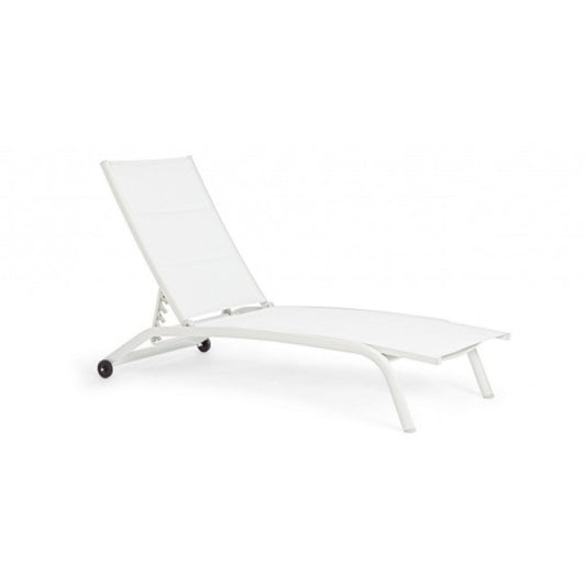 Bain de soleil Cleopas en aluminium blanc-blanc avec roulettes