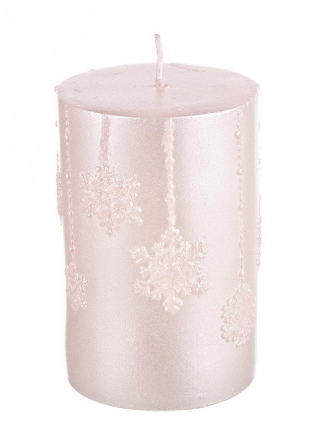 6x Bougie Cylindre Rose Perle H10.5