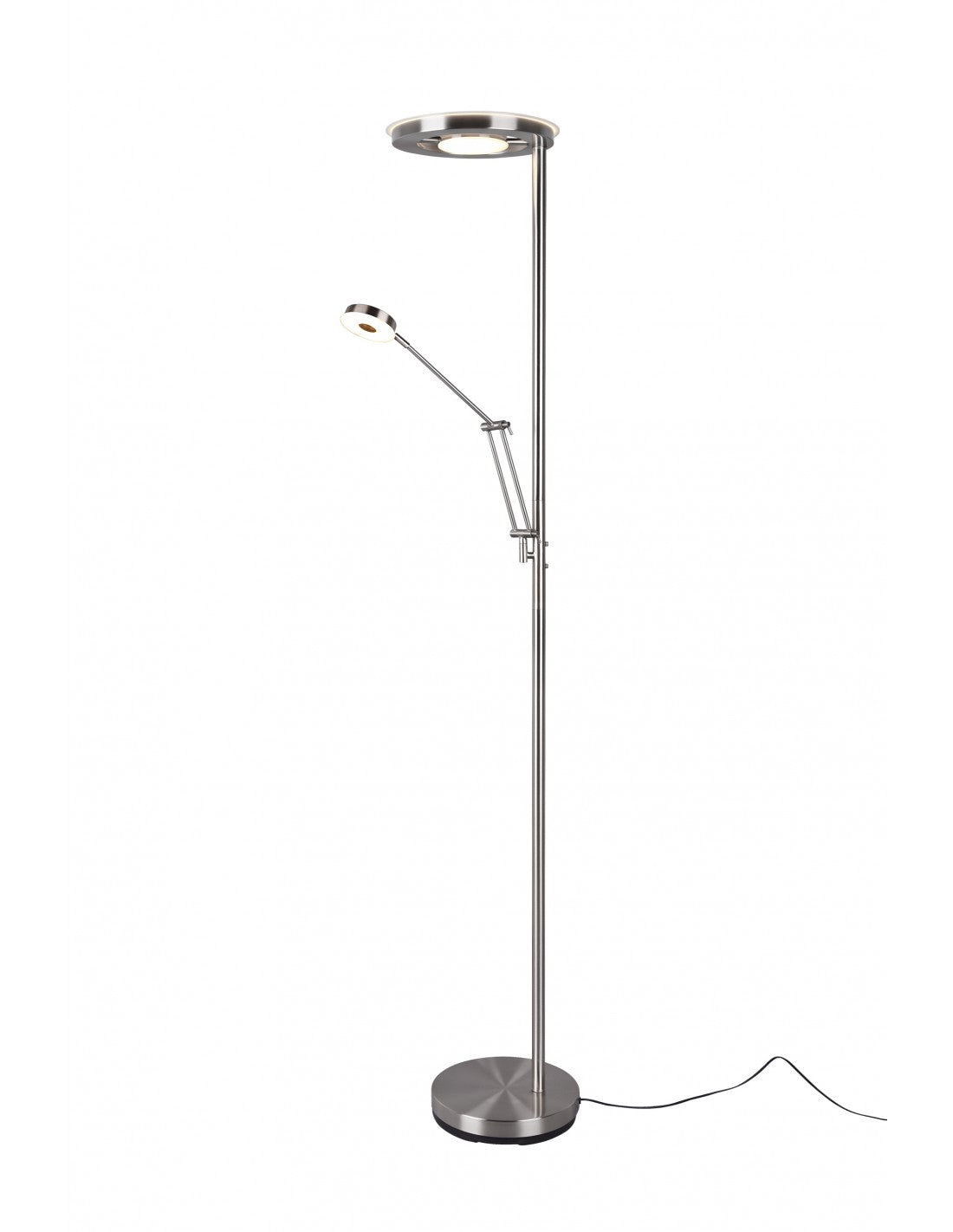Barrie Nichel Trio Lighting Lampe sur pied à variateur d'intensité LED avec spot de lecture