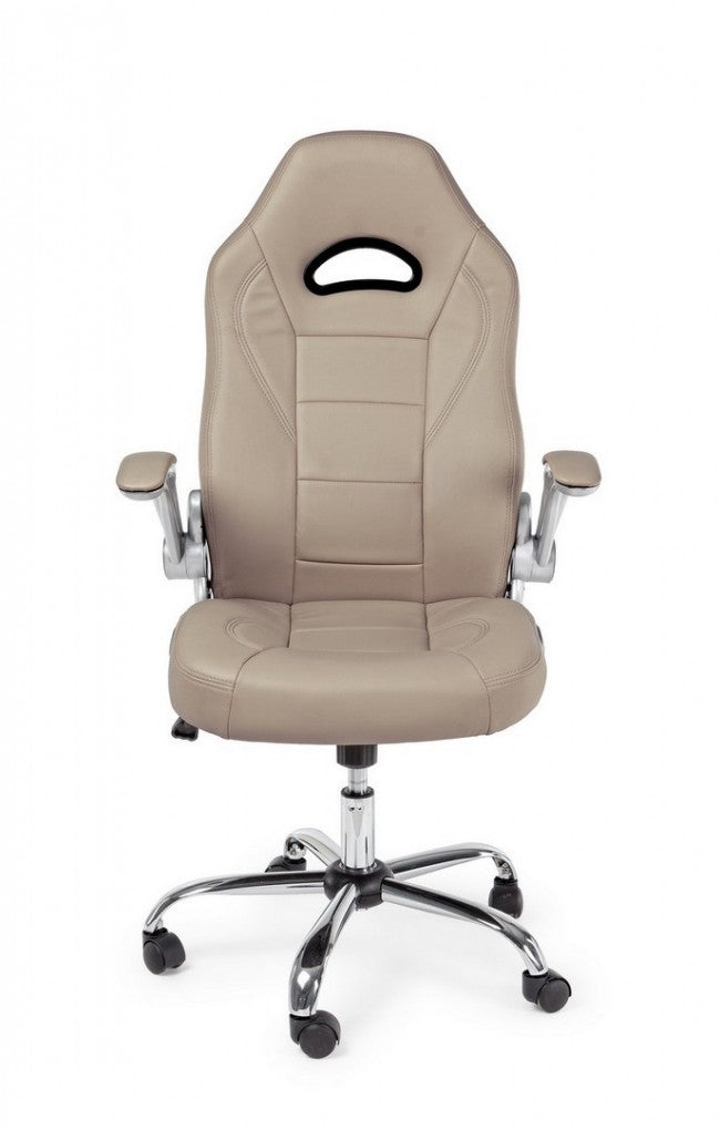 Fauteuil de bureau recouvert de cuir Boneville Beige