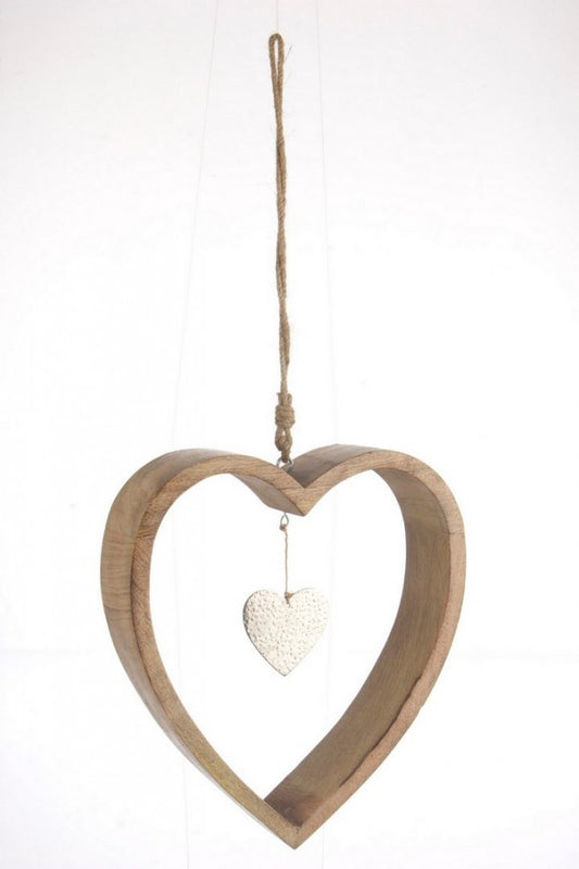 2x Pendentif coeur en bois Ginevra