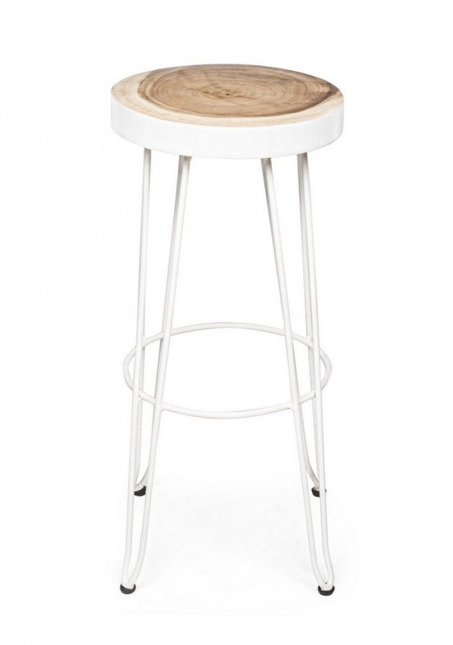Tabouret de bar en bois blanc de style naturel