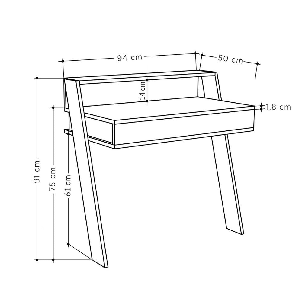 Bureau mural Cowork blanc avec tiroir 94 cm.