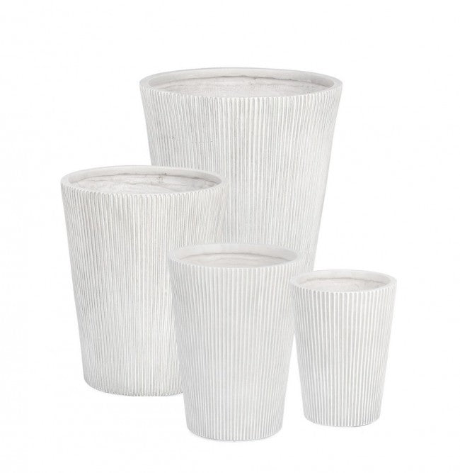 Set4 Vase Svas Blanc Côtelé