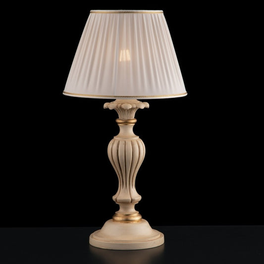 Lampe en bois et pâte à papier, ivoire et feuille d'or, 1 lumière, dm.30