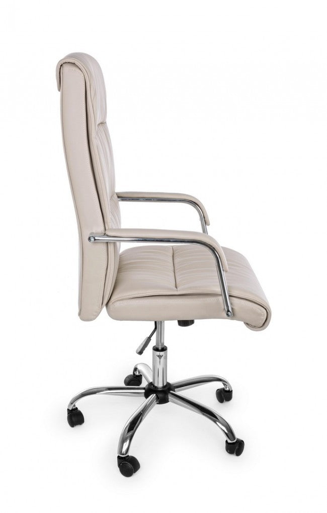 Fauteuil de bureau Queensland avec accoudoirs en éco-cuir gris tourterelle