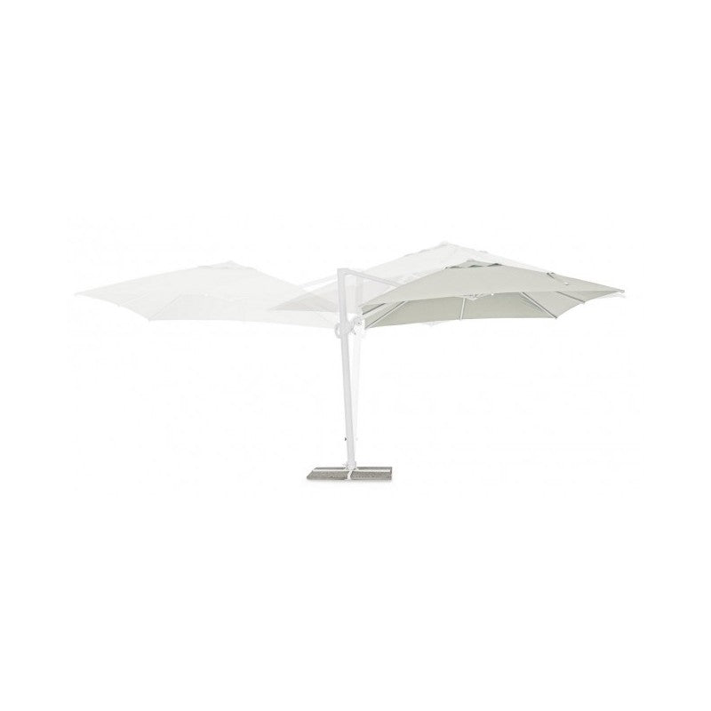Parasol Eden avec bras en bois naturel blanc 3x3 m