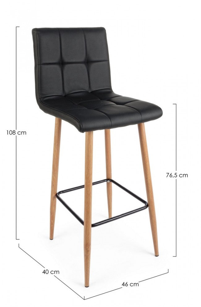 2x Tabouret de Bar Bruce Pu Noir