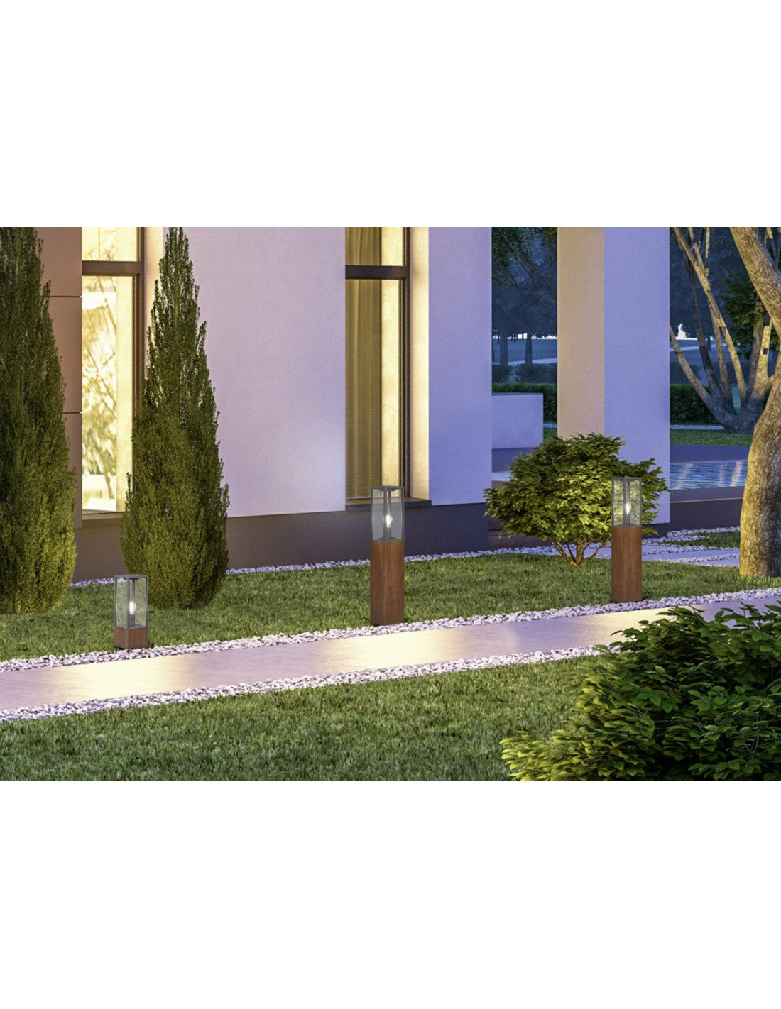 Borne d'extérieur Garonne IP44 Bois H80 cm Trio Lighting