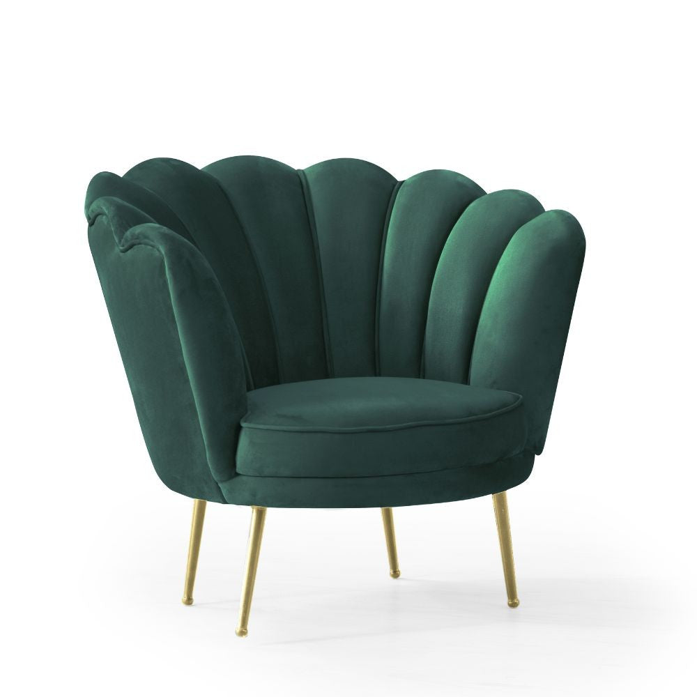 Poltrona a conchiglia Orel in velluto verde smeraldo EFFEZ