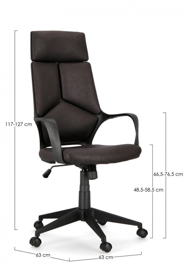 Fauteuil de bureau en tissu Damon avec dossier haut noir