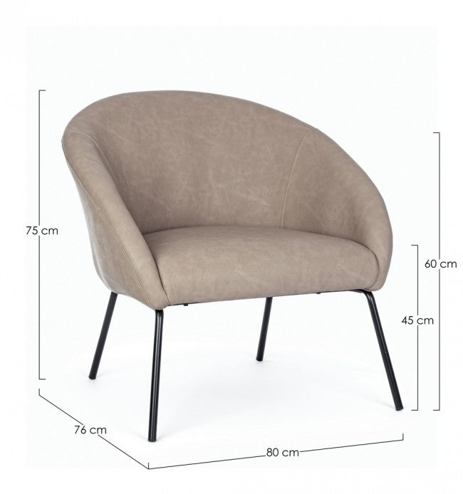 Fauteuil gris tourterelle en velours style design