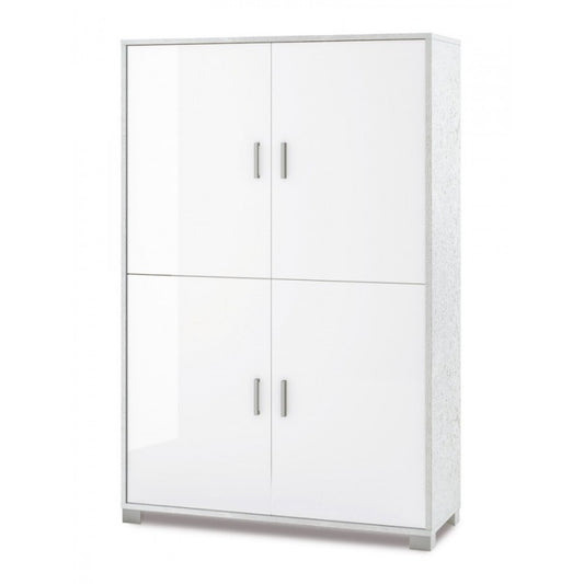 Armoire 4 portes avec étagères pour bureau Blanc107x41x h162 cm