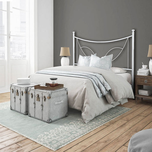 Lit queen size en fer avec cadre de lit en fer TULIPANO Blanc 126x202x h117 cm