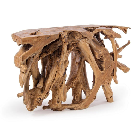 Console en bois de racine de teck 120 x 40 x 77 h cm