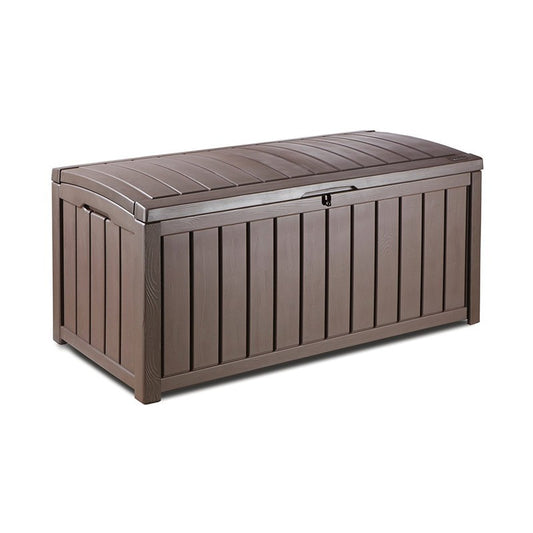 Malle en résine effet bois marron GLENWOOD avec couvercle verrouillable 128x65xh.61 cm
