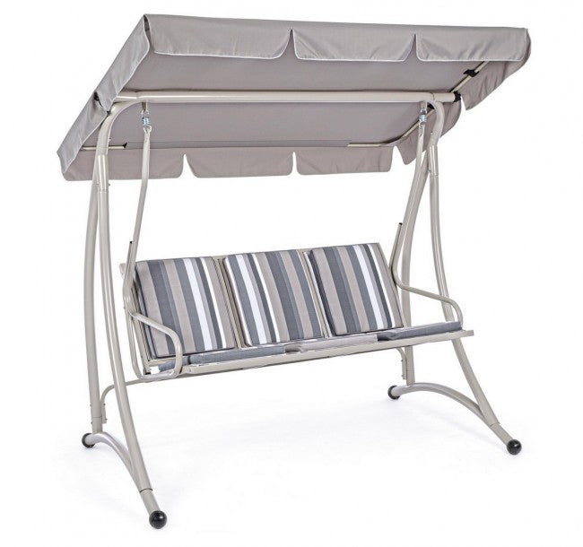 Balançoire trois places en acier Ivoire GRELY 190x120x h185 cm