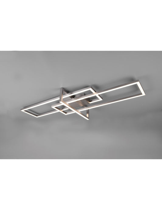 Plafonnier Salinas 3 rectangles LED 34w Nickel L100 cm Dimmable Trio Lighting