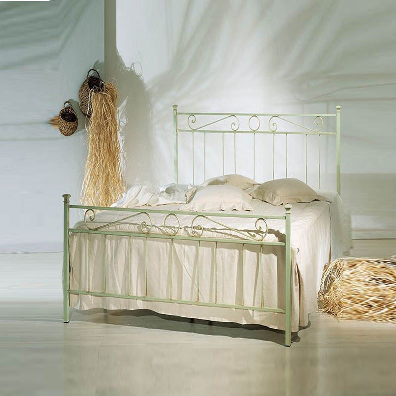 Lit Queen size en fer avec pied de lit Vert TEVERE 126x208x h117 cm