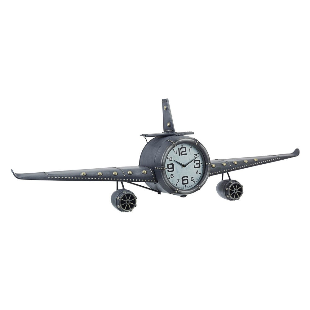 Horloge murale avion en acier de style industriel 143x20x46 cm