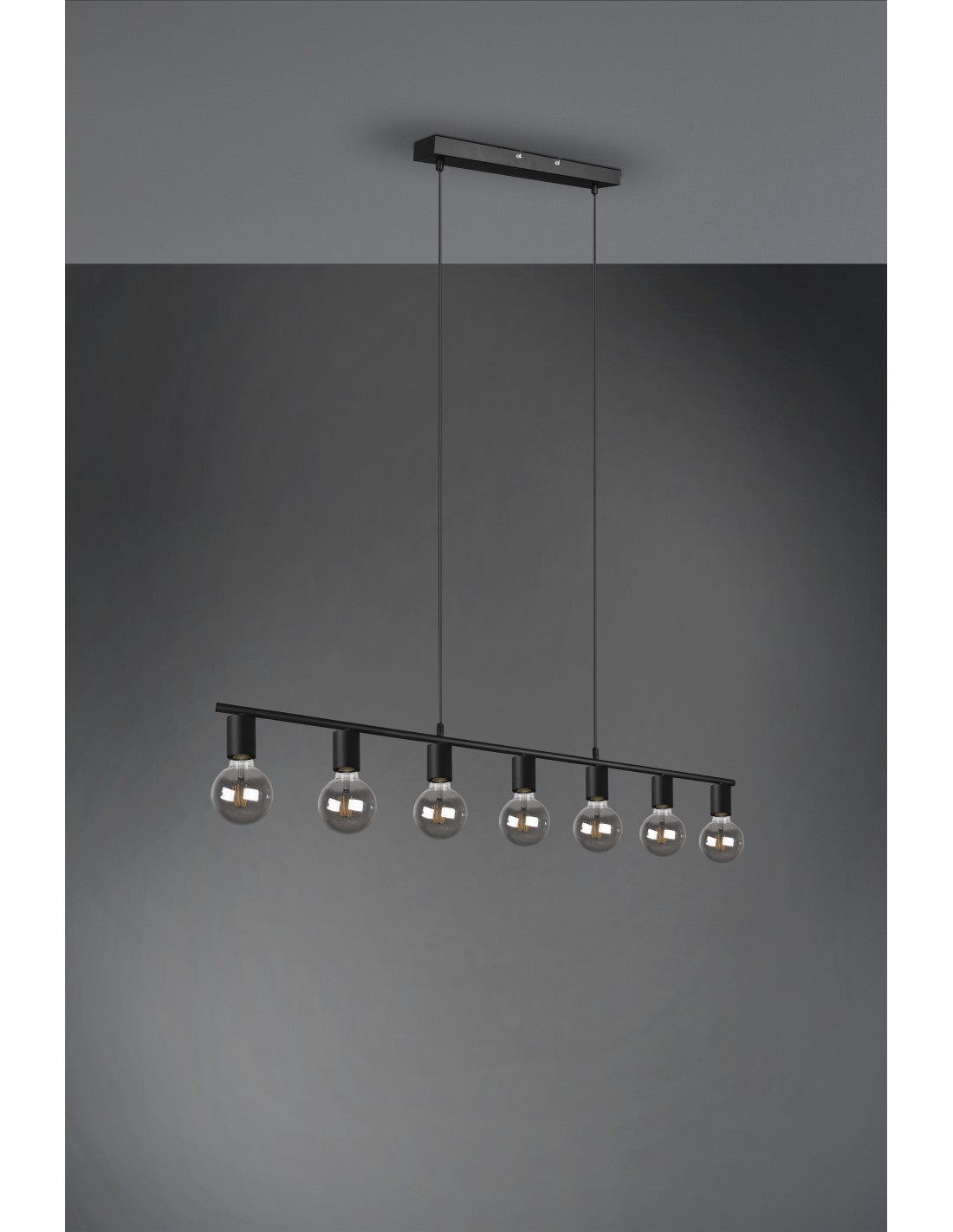Suspension 7xE27 Vannes Noir L110 cm Trio Lighting