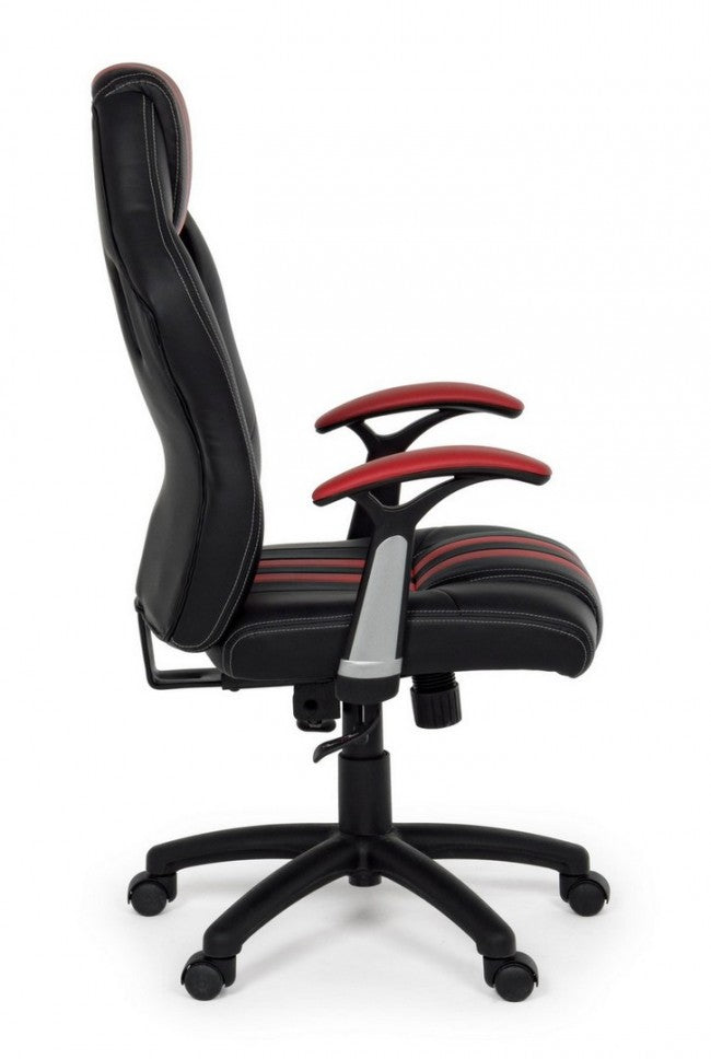 Fauteuil de bureau Spider avec accoudoirs en simili cuir rouge