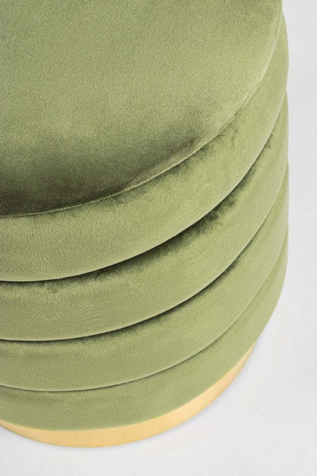 Set2 Pouf de rangement Darina Olive en velours