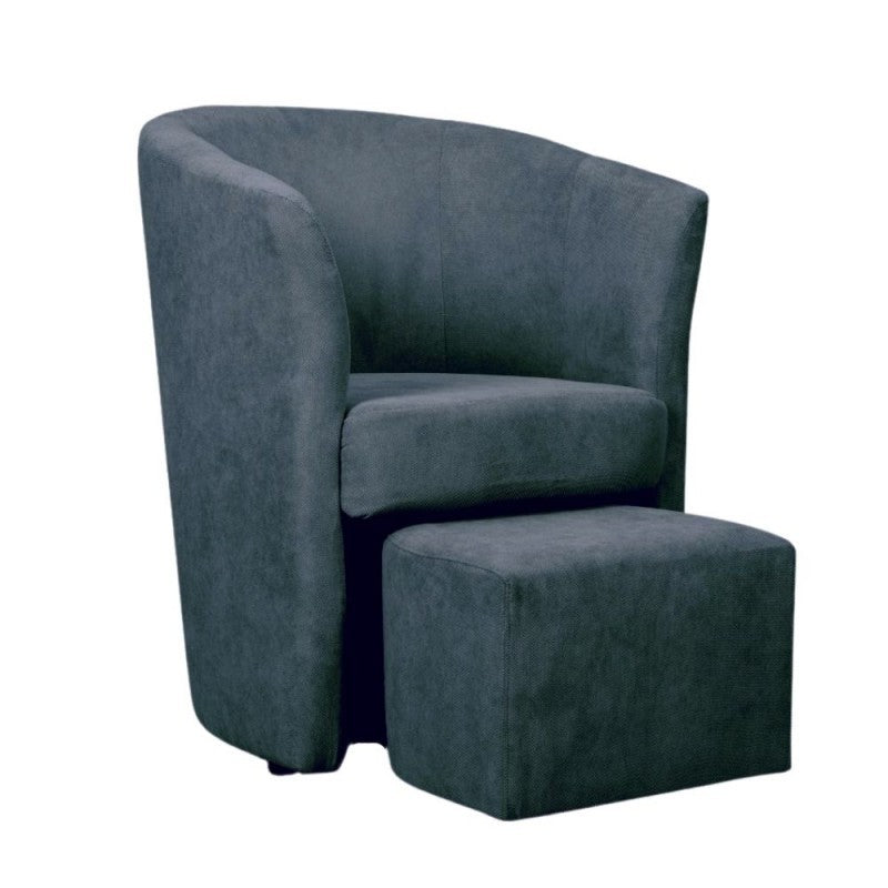 Fauteuil en tissu avec pouf amovible DJERBA Gris Foncé 63,5x 62,5x h76 cm