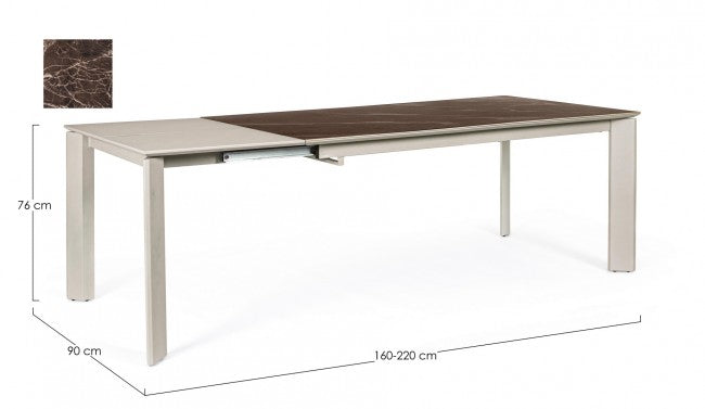 Table extensible Briva en marron brillant-gris tourterelle