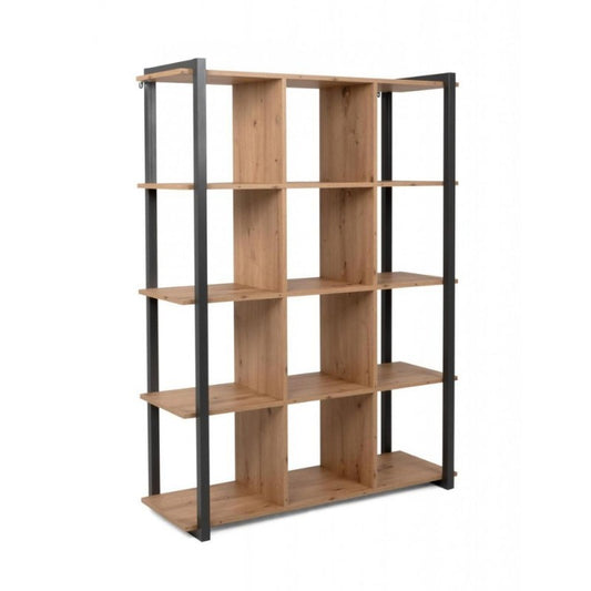Bibliothèque cubique en chêne avec profils anthracite 107x39xh.145 cm