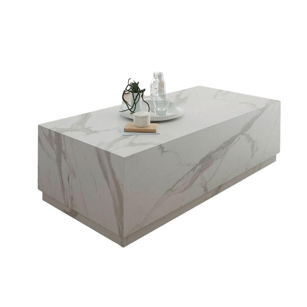 Table de salon Marko effet marbre blanc