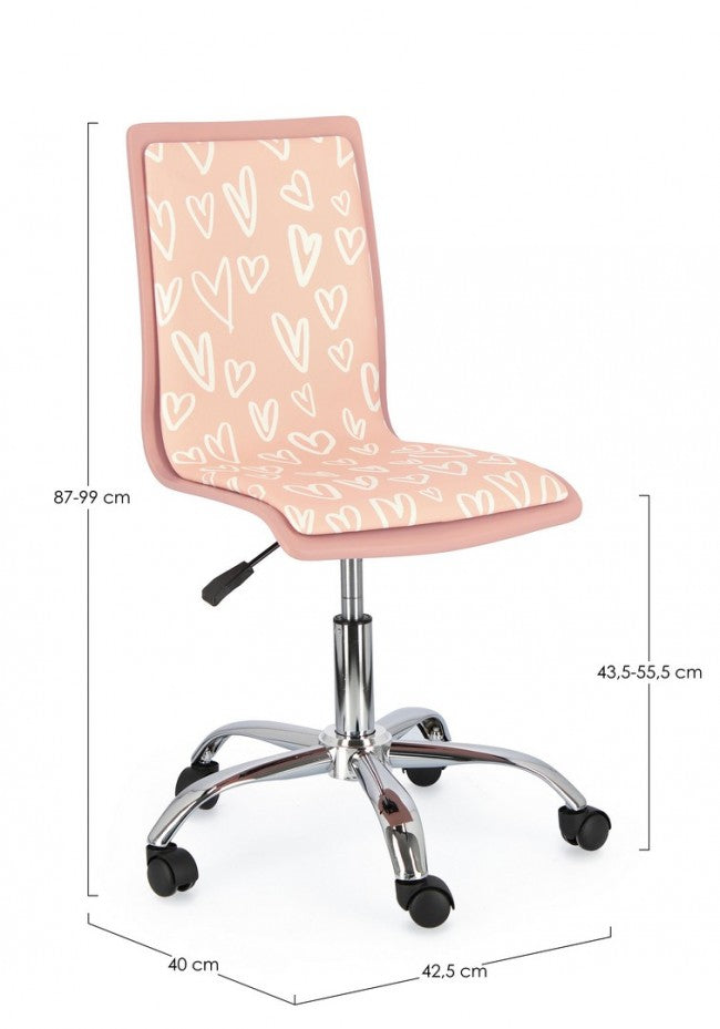 Chaise de bureau en acier simili cuir Young Hearts 42,5 x 40 x 87 cm