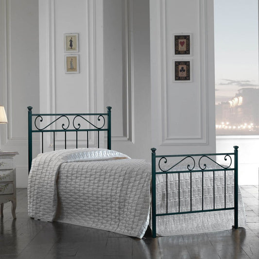 Lit simple en fer avec pied de lit Noir TEVERE 92x208x h117 cm
