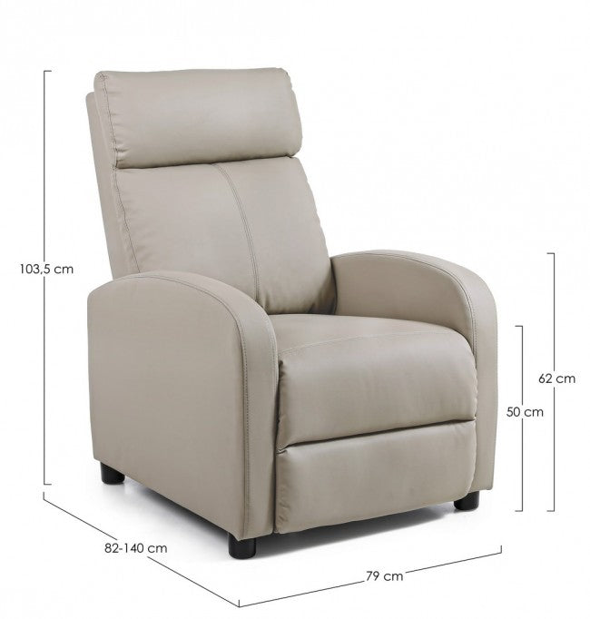 Fauteuil inclinable en simili cuir gris tourterelle Desirè