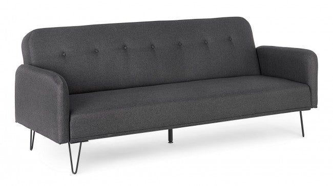 Canapé convertible trois places en tissu BRIDJET Noir 200x82x h81 cm