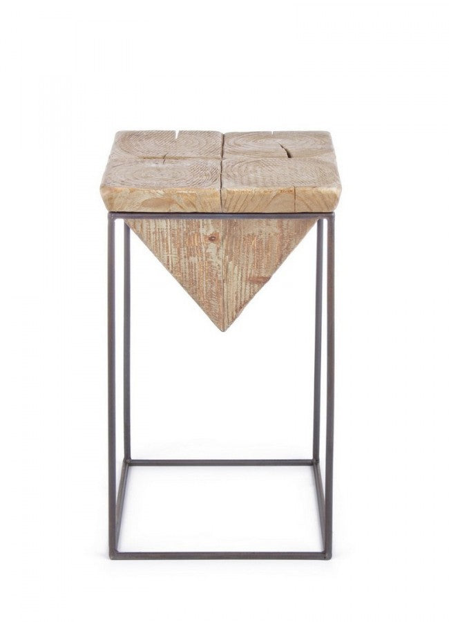 Tabouret en acier avec assise en sapin PRISMY 31x31xh.55 cm