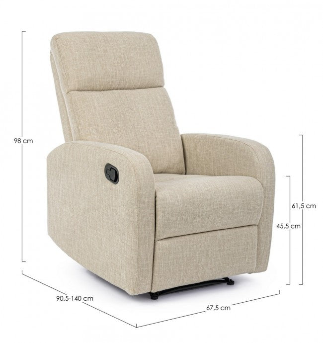 Fauteuil inclinable manuellement en tissu Iris beige