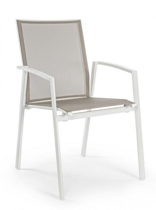 Chaise de jardin blanche Cruise avec accoudoir