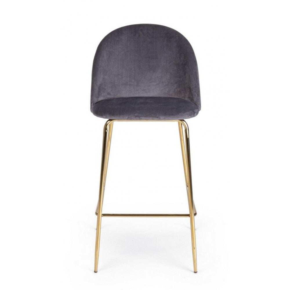 Tabouret Bar Carry design contemporain en velours gris foncé