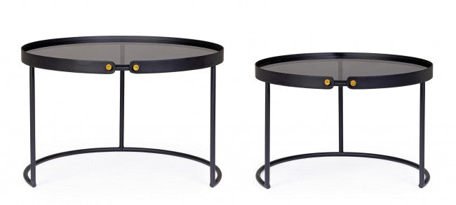 Lot de 2 tables basses modernes Zeina noires
