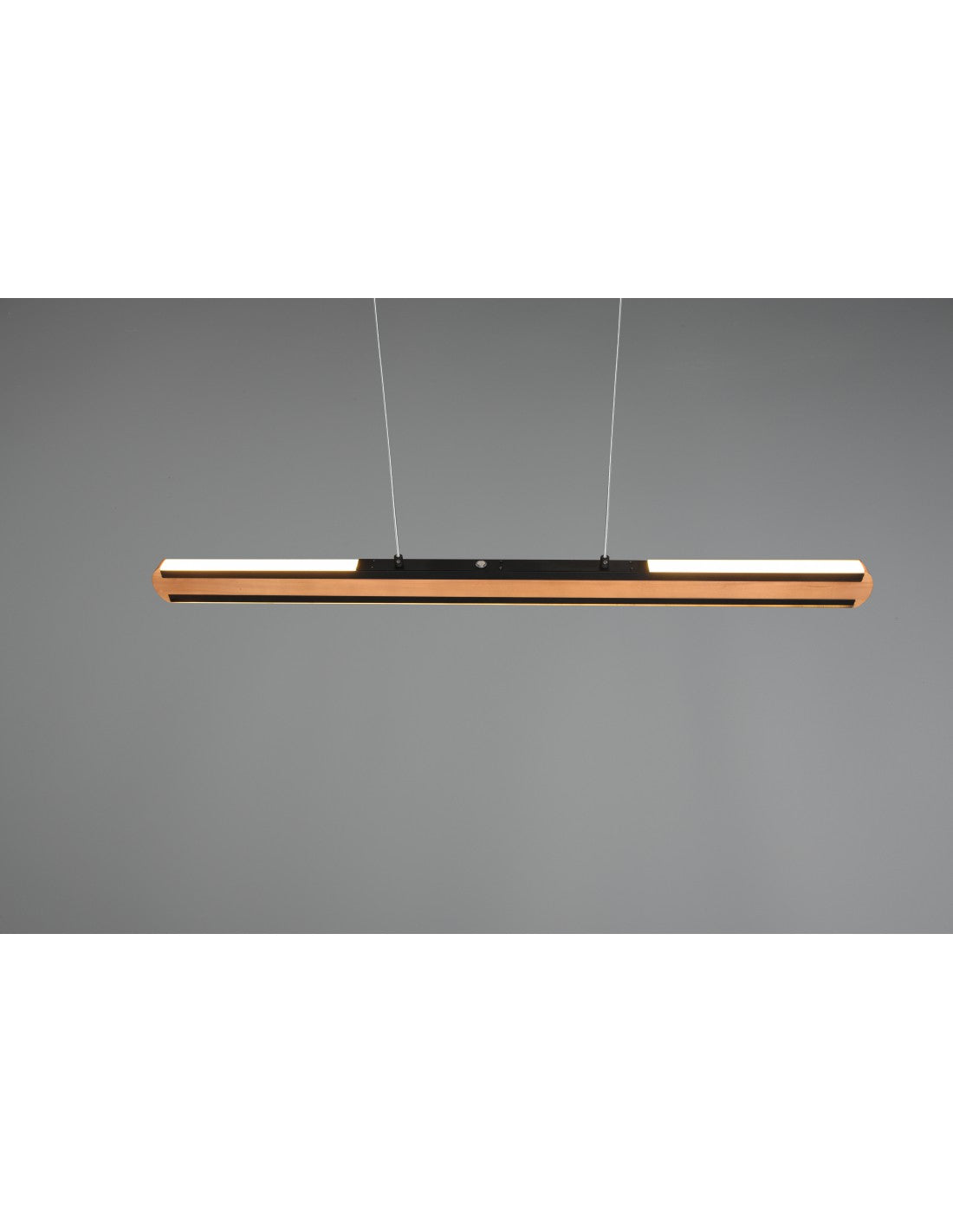 Lustre de Bureau Double Émission Vintage Bois et Métal Noir Variateur Deacon Trio Lighting
